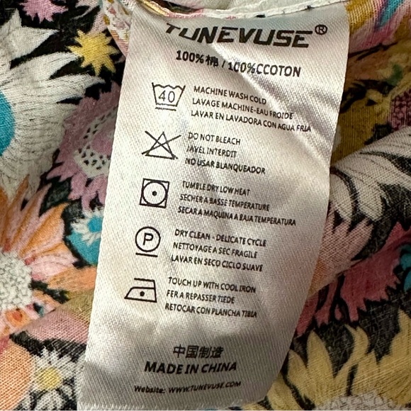 Tunevuse Mens Sz XL Vibrant Floral Button Down Shirt Regular Fit Happy Hipster - Picture 11 of 12